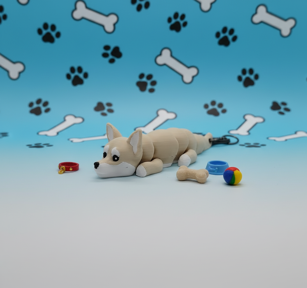 Articulated Chihuahua with dog-themed background