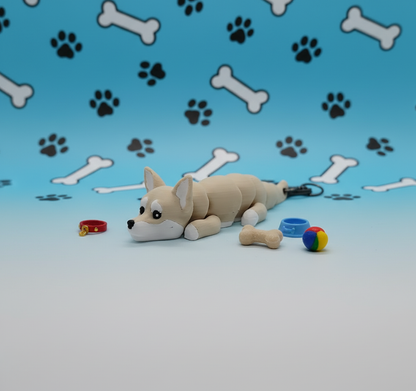 Articulated Chihuahua with dog-themed background