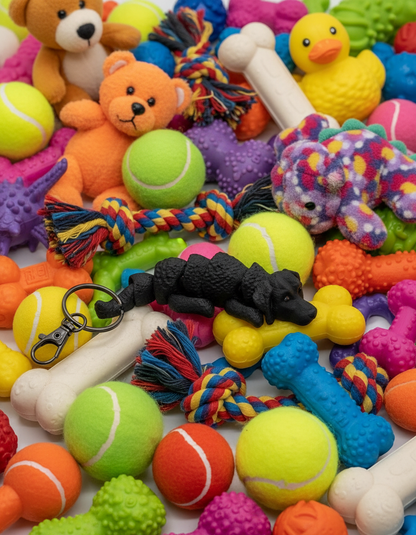 Curly Coated Retriever with Doggy Toy Background