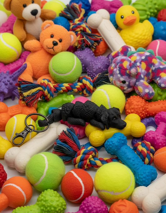 Curly Coated Retriever with Doggy Toy Background